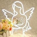 Angel Neon Sign for Wall Decor, White LED Neon Light Signs for First Time Grandma Mother's Day Gifts, Retired Gifts for Coworkers Friends (White