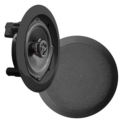 PYLE PDIC61RDBK In-Wall/In-Ceiling Dual 6.5" Speaker System, 2-Way, Flush Mount, Black (Pair)