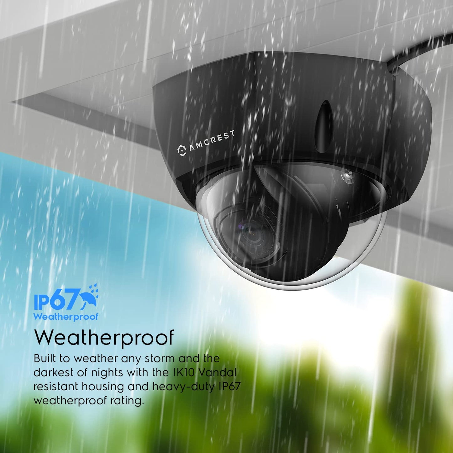 Amcrest 4K Outdoor POE IP Camera, UltraHD 8MP Security Camera, IK10 Vandal Resistant Dome, 2.8mm Lens, IP67 Weatherproof Security, Cloud & MicroSD