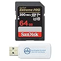 SanDisk 64GB SDXC SD Extreme Pro Memory Card Bundle Works with Canon EOS Rebel T5, T5i, T6, T6i, T7, T7i Digital DSLR Camera 4K (SDSDXXU-064G-GN4IN)