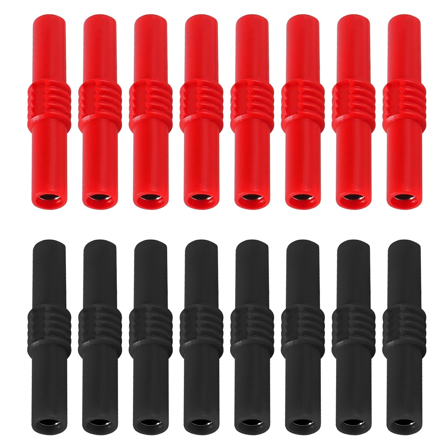 UMLIFE 16Pcs Insulated 4mm Banana Plug Coupler Female to Female Banana Socket Jack Connectors for 4mm Banana Plug Extension Adapters (8Pcs Red + 8Pcs