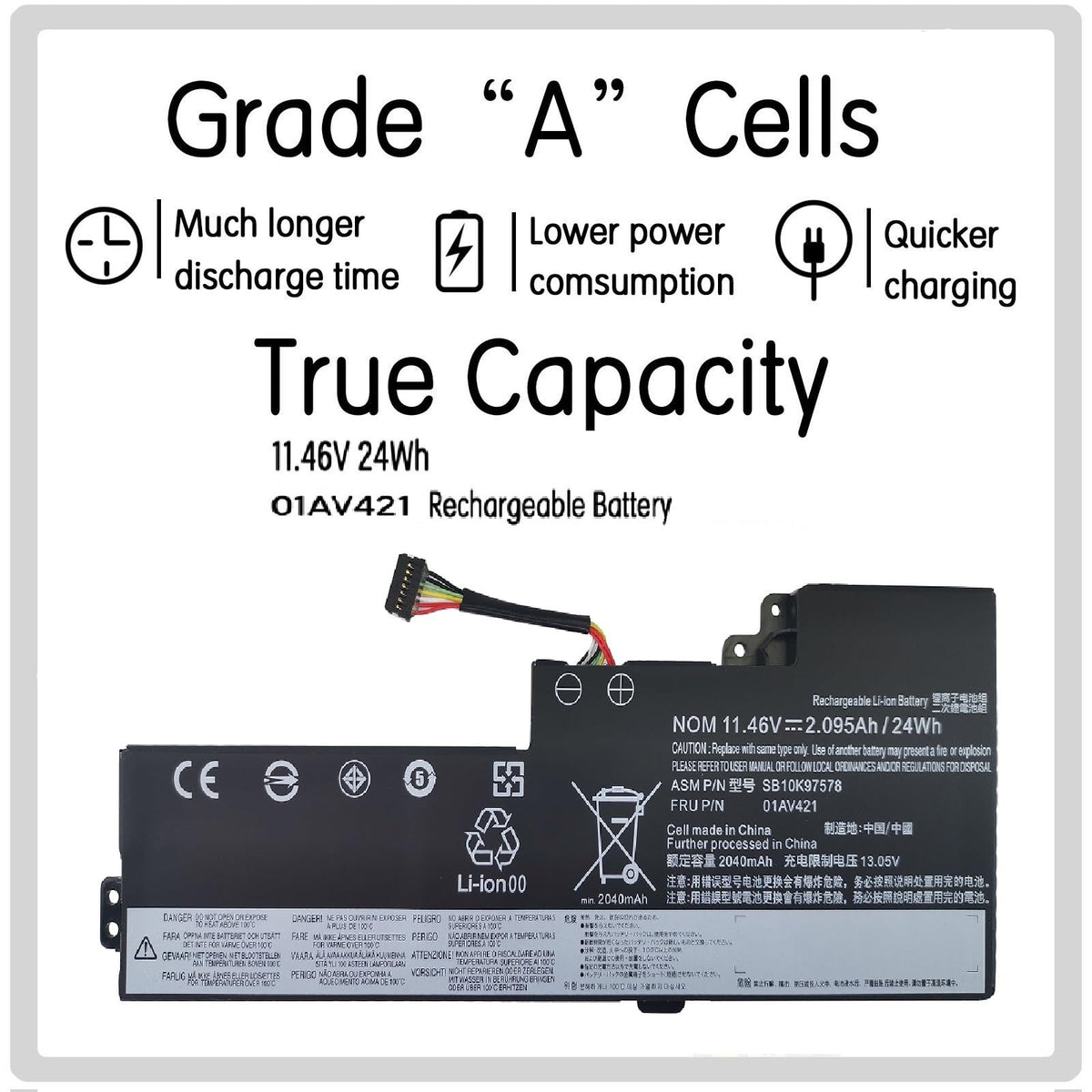 ESTENGPRO T470 T480 01AV421 01AV489 Internal Battery Replacement for ThinkPad T470 T480 A475 A485 TP25 Series Laptop, Compatible with 01AV419 01AV420