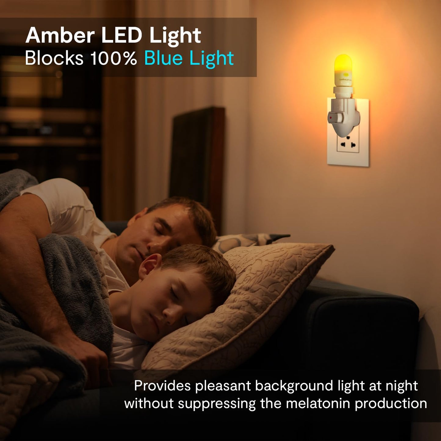 LowBlueLights Amber Night Light Plug in, 120V E12 Blue Light Free Bulb