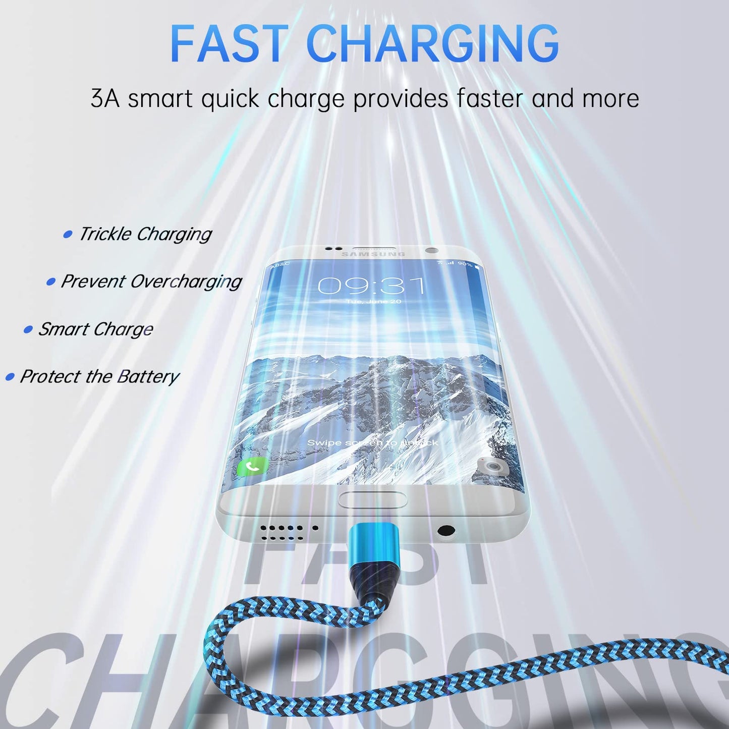 Android Phone Charger Cord Long Micro USB Charging Cable Data Transfer Fast Charging for Samsung Galaxy J8 J7 J6 J5 J4 J3 S7 S6,Moto E E5 E4