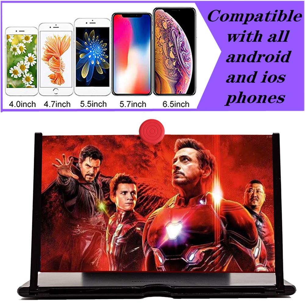 3D HD Screen Magnifier Amplifier Projector Screen for Movies, Videos,and Gaming. Foldable Mobile Phone Holder with Screen Magnifier,Supports All