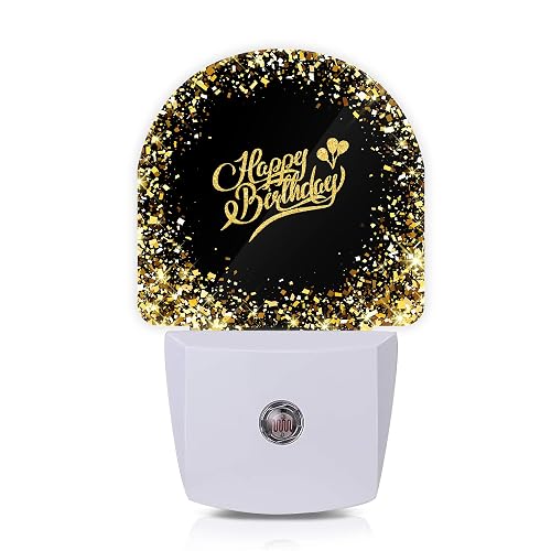 Axxitude Happy Birthday Night Lights Plug into Wall for Girls Boys Room,Night Light LED Lamp Dusk to Dawn Sensor Round Lamp for Bedroom Bathroom