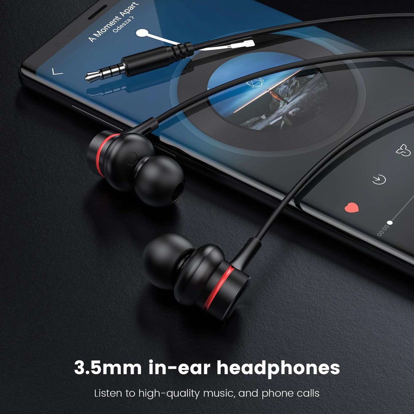 MOSWAG Wired Earbuds with Microphone, 3.5mm in-Ear Headphones with Noise Isolating Fit & Clear Sound, Comfortable Ergonomic Earpieces for Phone…
