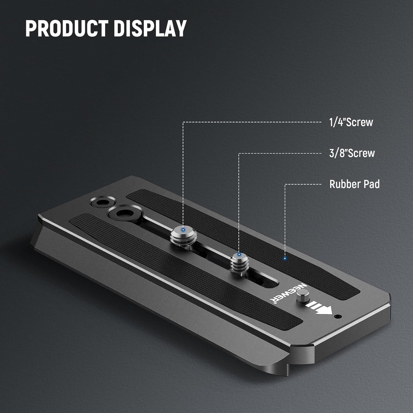 Neewer 501PL Tripod Fluid Head Quick Release Plate, Camera Mounting Plate with 1/4" and 3/8" Screws, Anti Off Pin for GM001 GM002 GM006 Fluid Heads