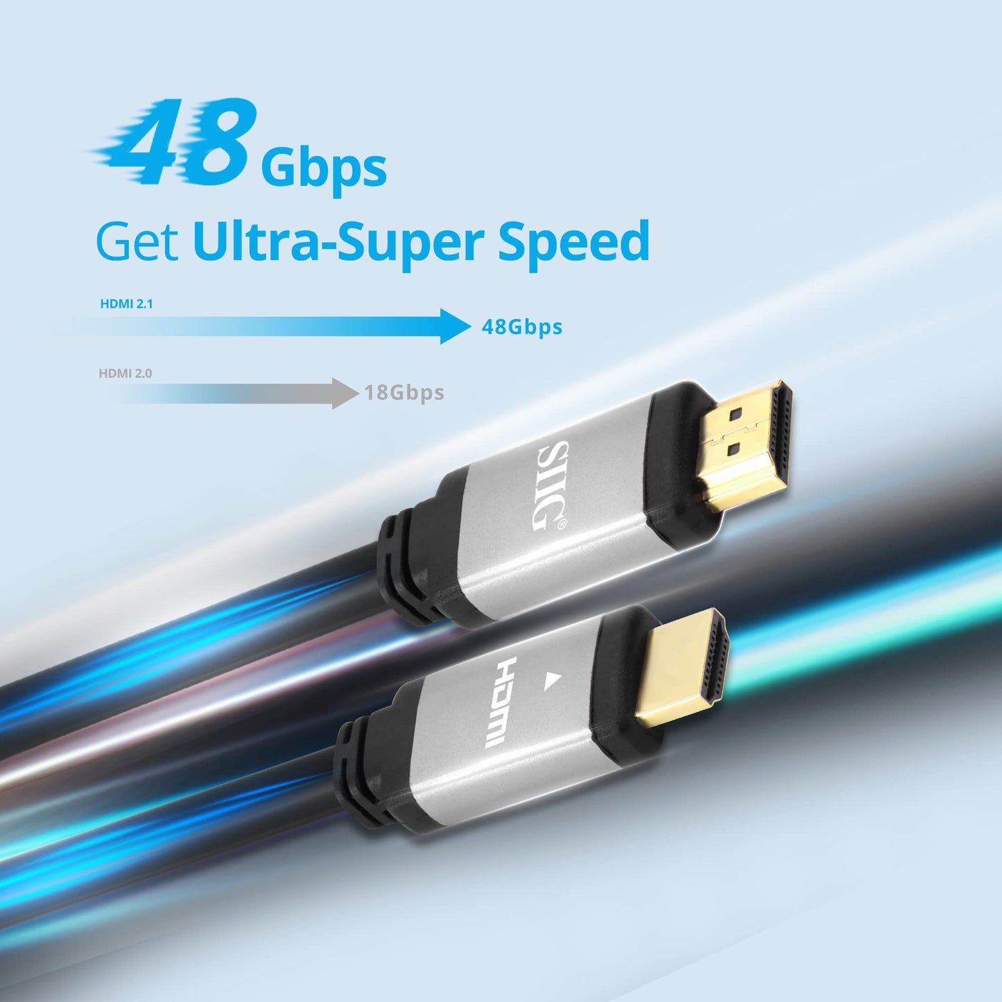 SIIG Ultra High Speed HDMI Cable - 12ft, HDMI 2.1 Cable, Supports high Resolution up to 8K@60Hz, 48Gbps, HDCP 2.2, Dynamic HDR, eARC, Gold Plated