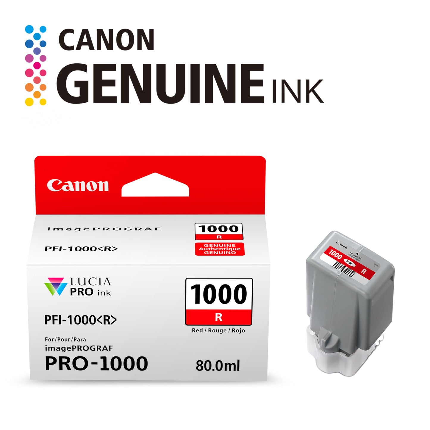 Canon PFI-1000 Genuine Red Ink Tank, Compatible with ImagePROGRAF PRO-1000 Printers