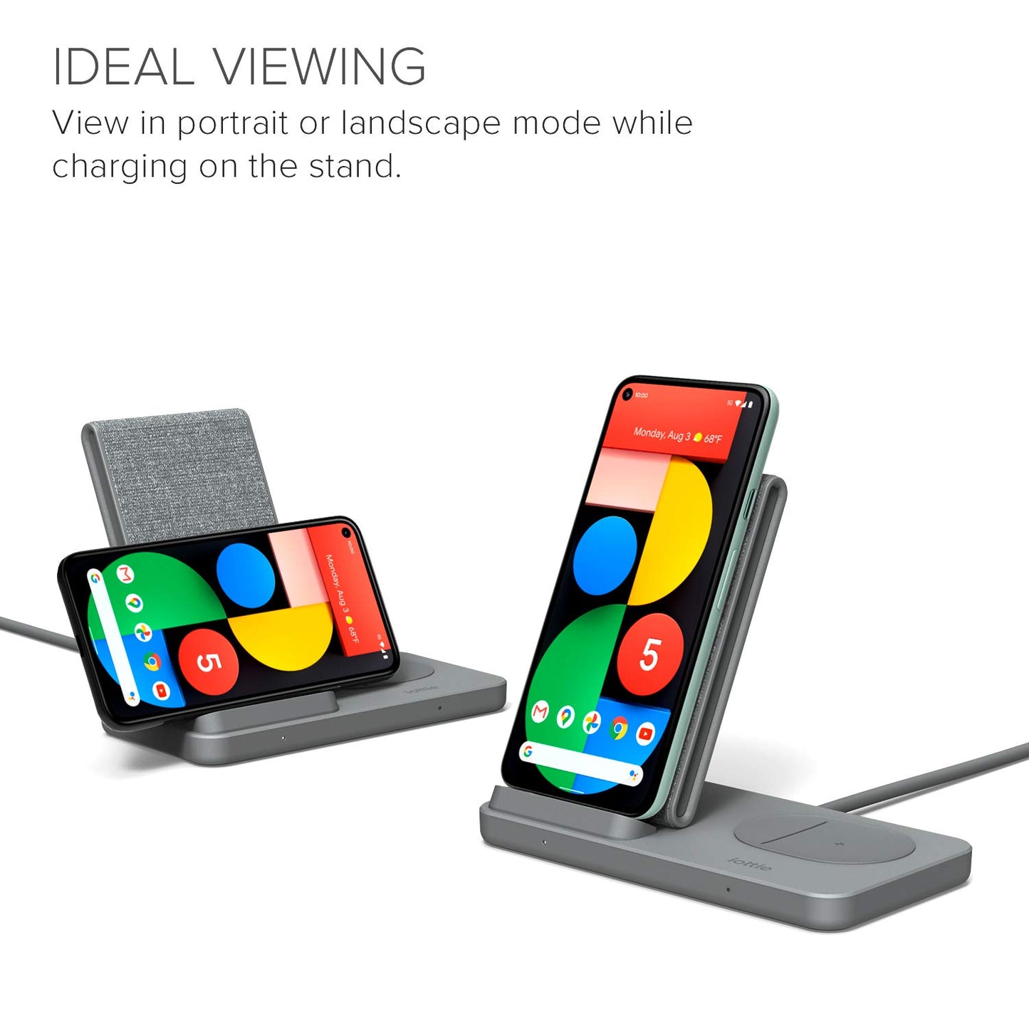 iOttie iON Wireless Duo CERTIFIED BY GOOGLE 15W Stand + 5W Pad Qi-Certified Charger | Compatible with Google, Google Pixel, Pixel Buds | Includes