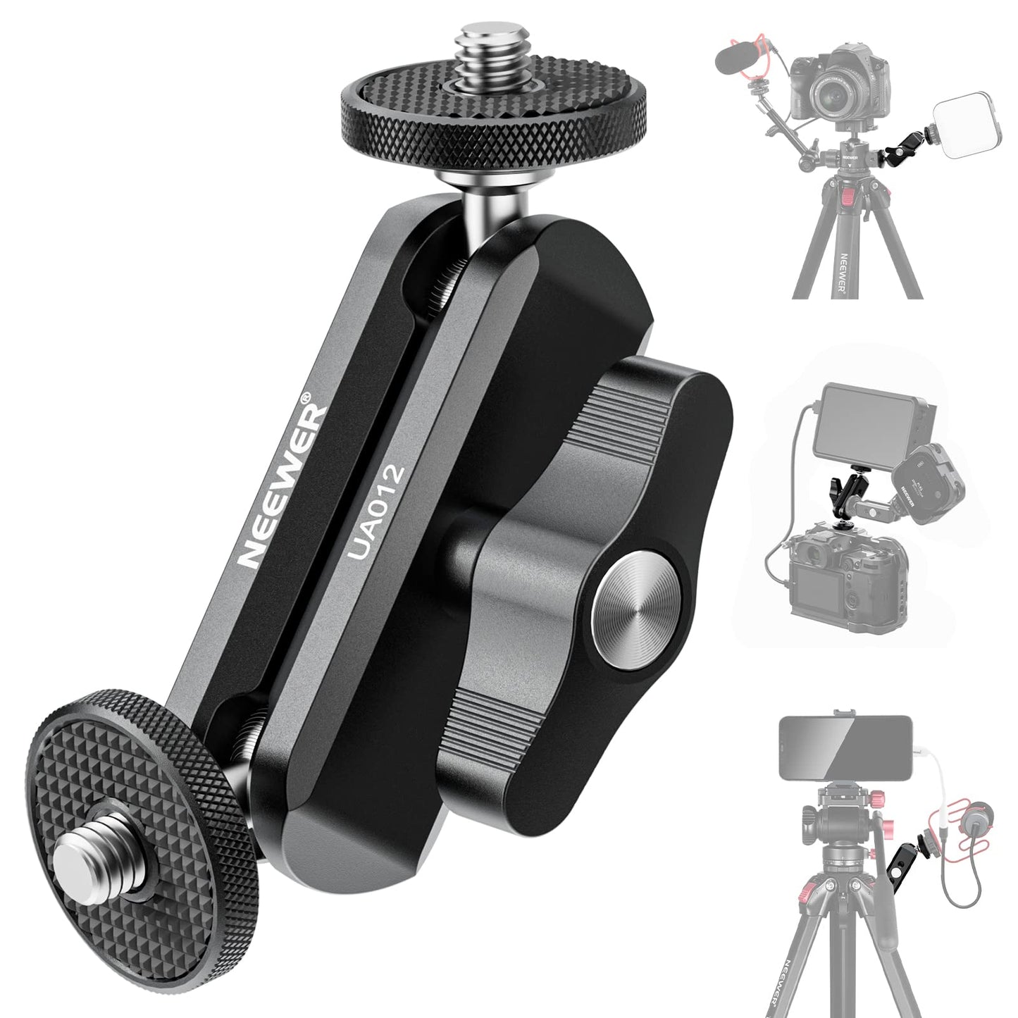 NEEWER Flexible Articulating Magic Arm with Dual Ball Heads, CNC Machined Aluminum Alloy with 1/4" Screws&Holes for Camera Monitor, LED Light