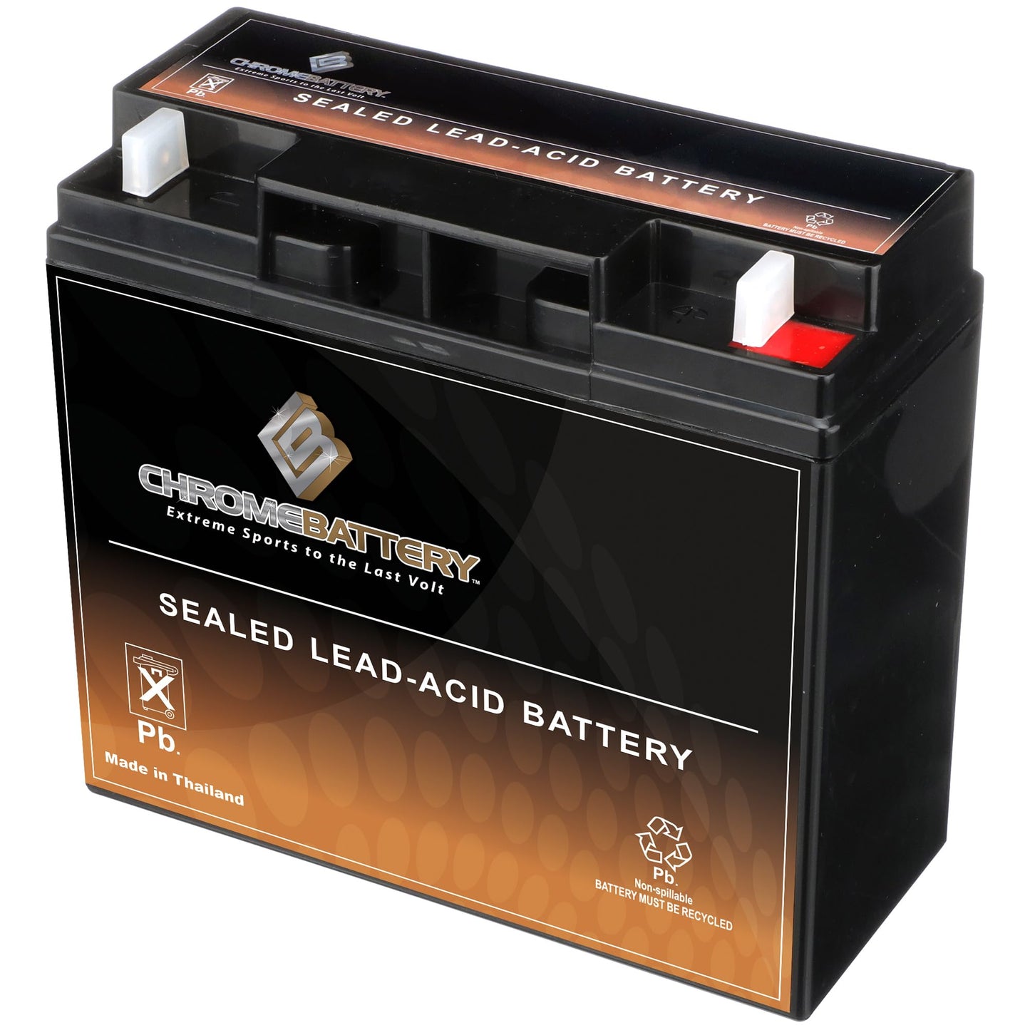 CB CHROMEBATTERY 12V 21Ah SLA Battery - T3 Nut & Bolt Terminal - Deep Cycle Design Rechargeable Power for Alarms, Scooters, Toys & More…