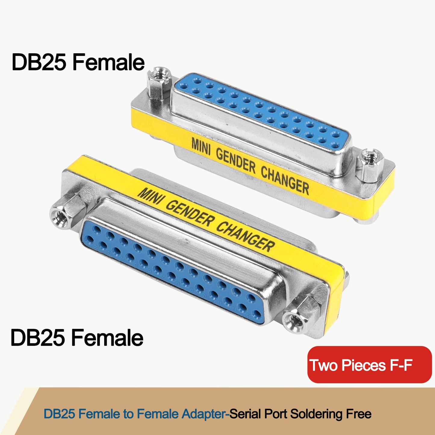 MEIRIYFA DB25 25 Pin Gender Changer D-SUB 25Pin Coupler Serial Cable Gender Changer RS232 VGA Adapter Connetor for Applications Pack of 2 (Female…