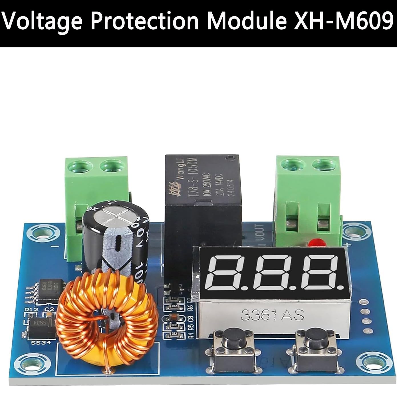 2PCS 12V-36V DC Voltage Protection Modules XH-M609 Over-Discharge Circuit Protection Module Digital Low Voltage Protector Disconnect Switch…