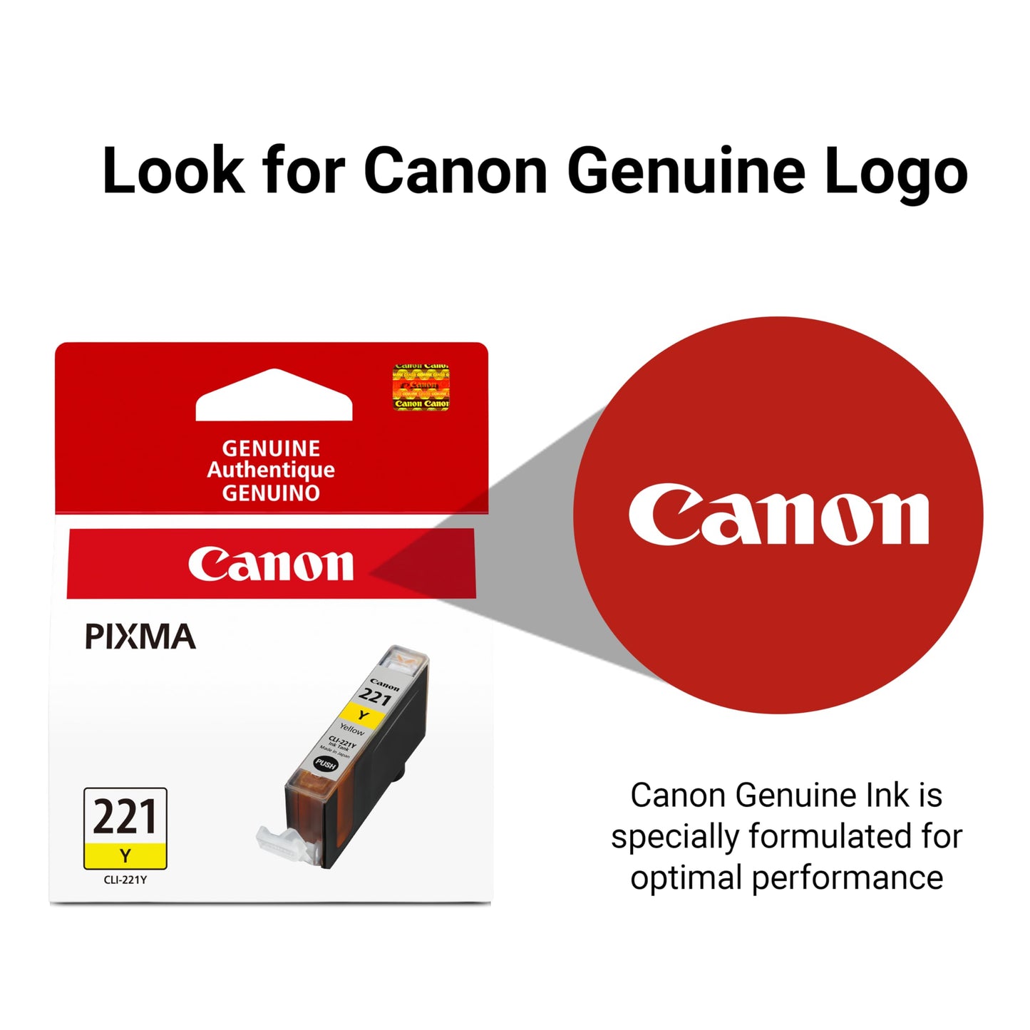 Canon CLI-221 Genuine Yellow Ink Tank, Compatible with MP980, MP560, MP620, MP640, MP990, MX860, MX870, iP4600, iP3600, and iP4700 Printers