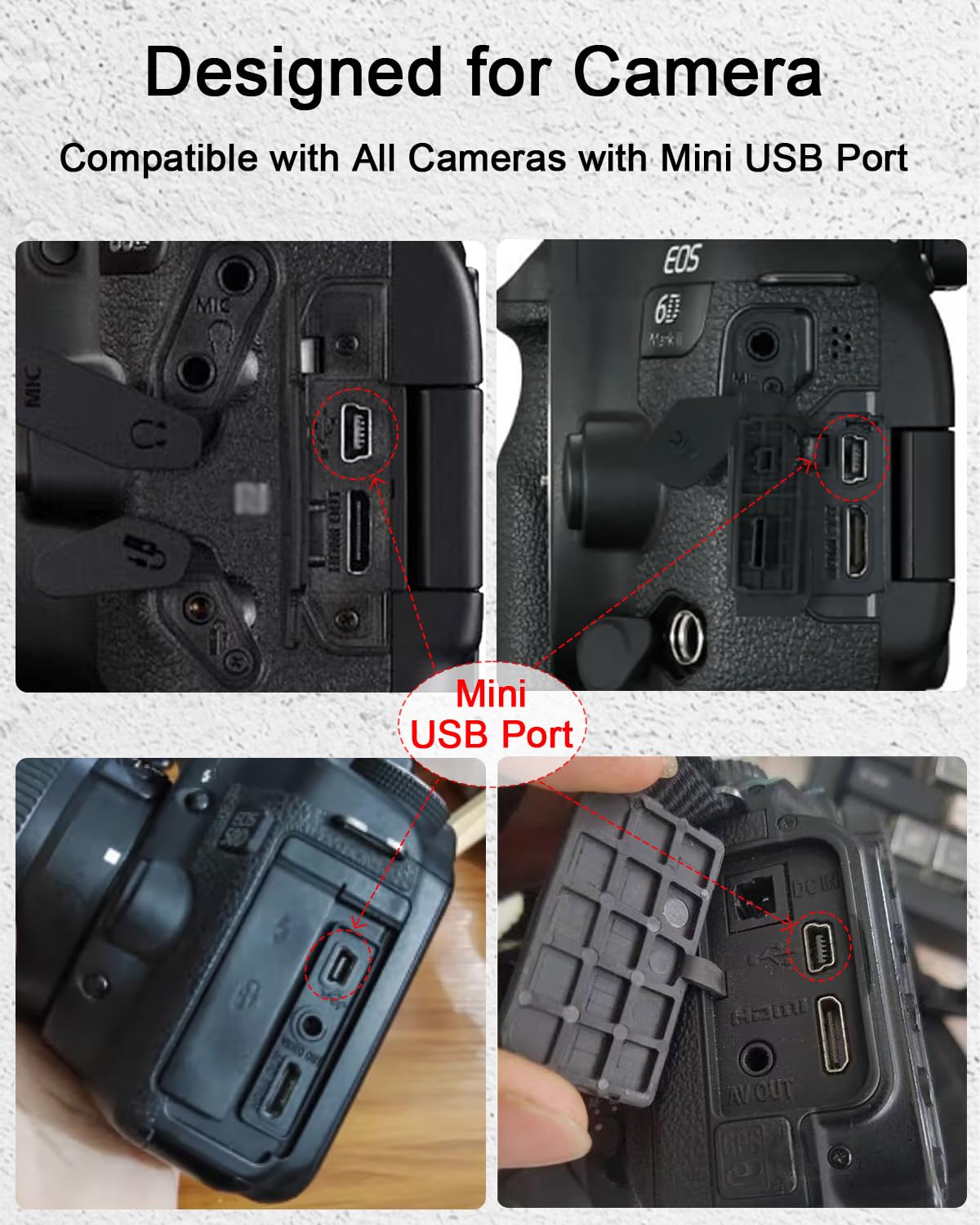 Mini USB Cable Compatible with Canon IFC-500U,IFC-400PCU,IFC-300PCU,IFC-200U USB Interface Cable for Nikon D3100 D90 D7000 D700 D3000,GoPro HERO