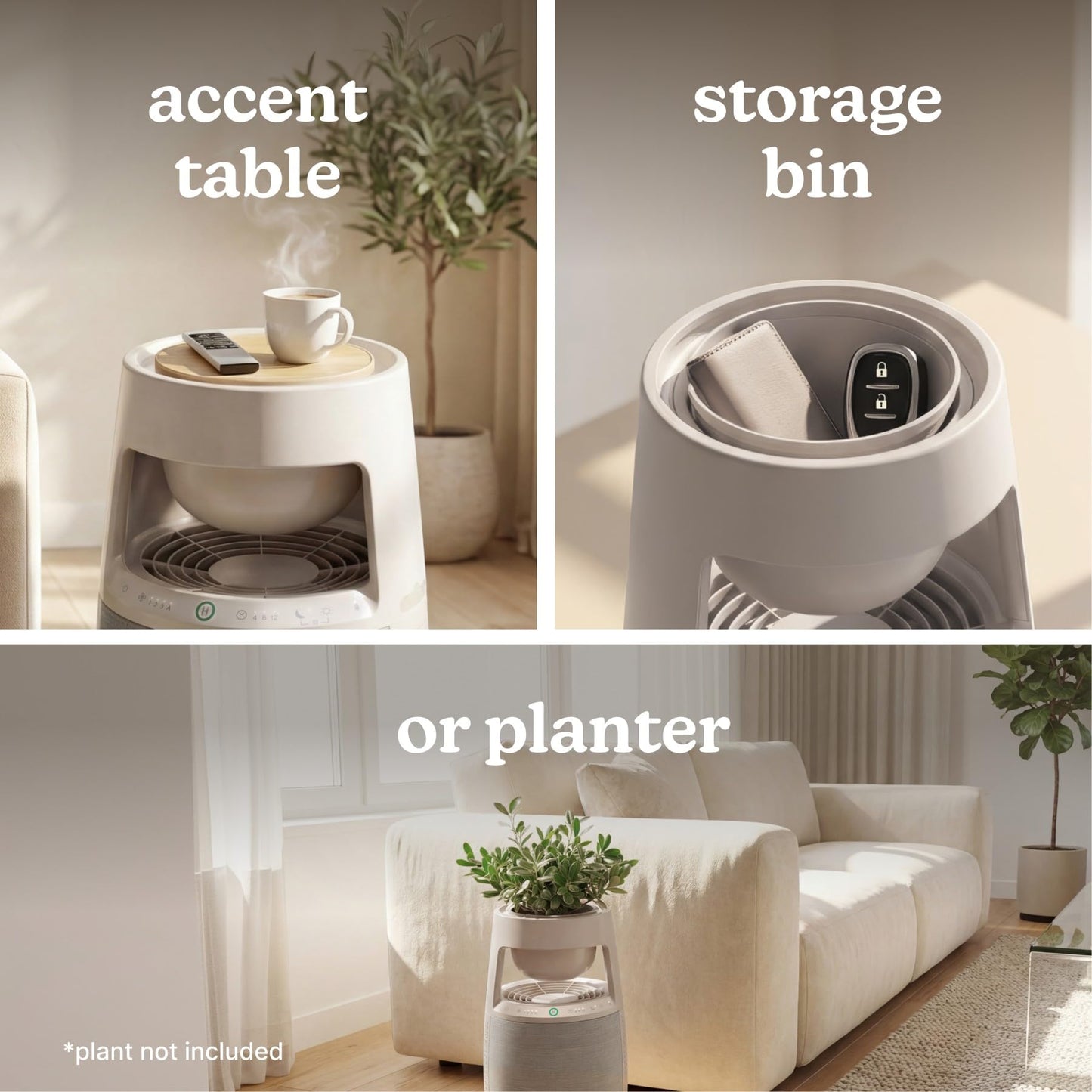 Homedics Natura Air Purifier for Home 975 Sq Ft Bedroom & Office, True HEPA Air Cleaner with Activated Carbon Air Filter, Smart Air Quality Sensor