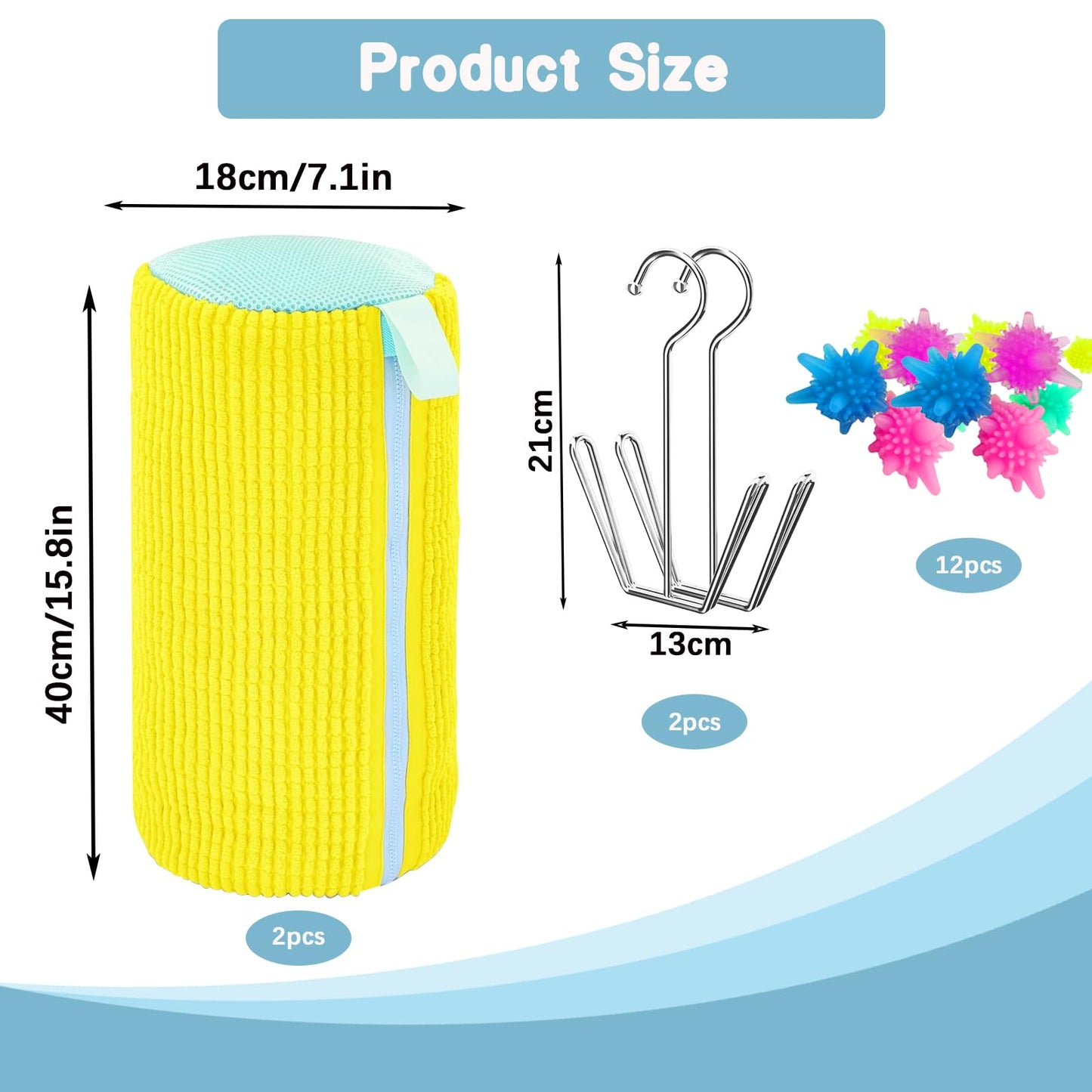 Mowtential 2-Pack Shoe Washing Machine Bag Kit – Reusable with 2 Drying Racks & 12 Cleaning Balls, Quick Sneaker & Tennis Cleaner, Yellow