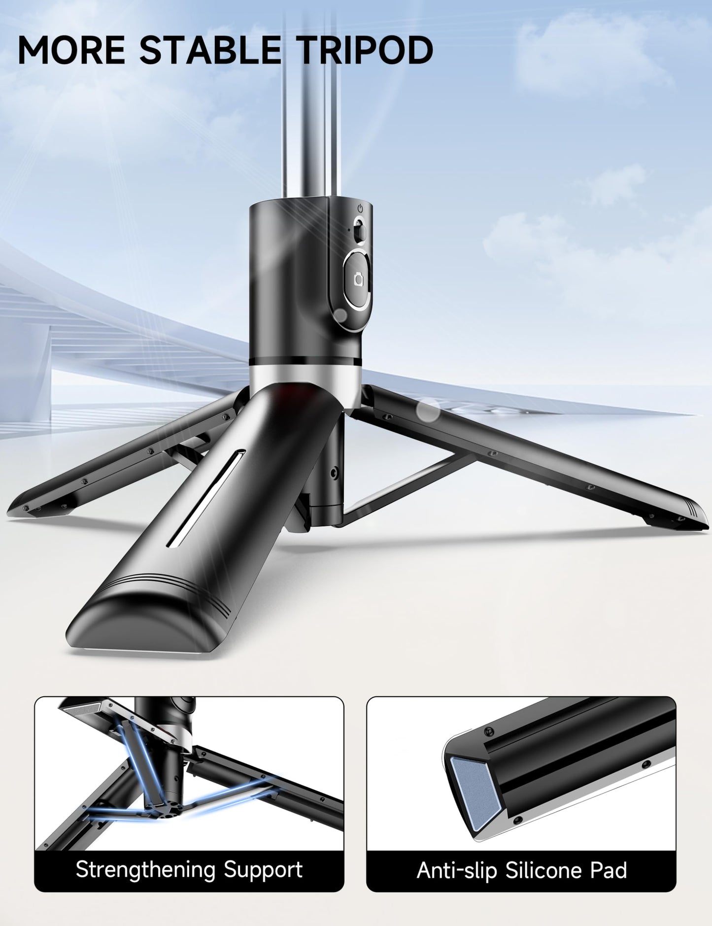 45" Selfie Stick Tripod with 2 Lights, Extendable 5 in 1 Selfie Stick Phone Tripod, Portable Selfie Sticks with Wireless Remote Compatible with iPhone