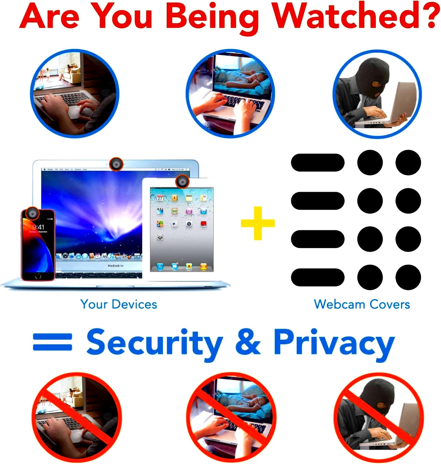 JiSiTeCai Universal Webcam Covers - Privacy Protection Accessory, No Residue Application, Safe Screen Closure - Dots,Squares and Bars, 12 Pieces