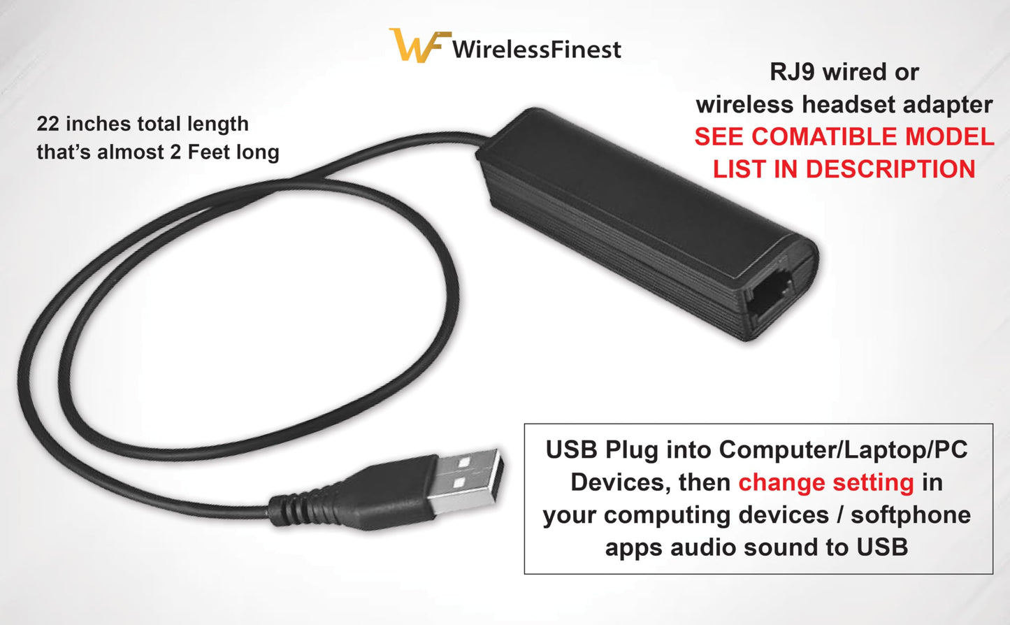 USB Plug Computer PC Laptop To RJ9 Female Adapter For Headset Work With Avaya Nortel Nt Yealink Viop POE NEC Mitel Office Desktop IP Telephone Phone
