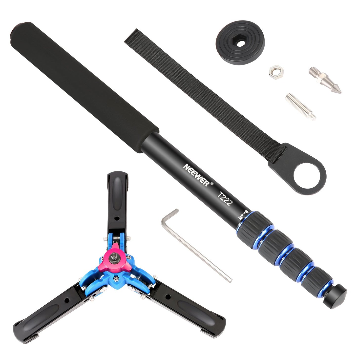 Neewer Extendable Camera Monopod with Detachable and Foldable Stand Base: Aluminium Alloy, Height 52-168 cm for Nikon Sony DSLR; Maximum Load of 5 kg
