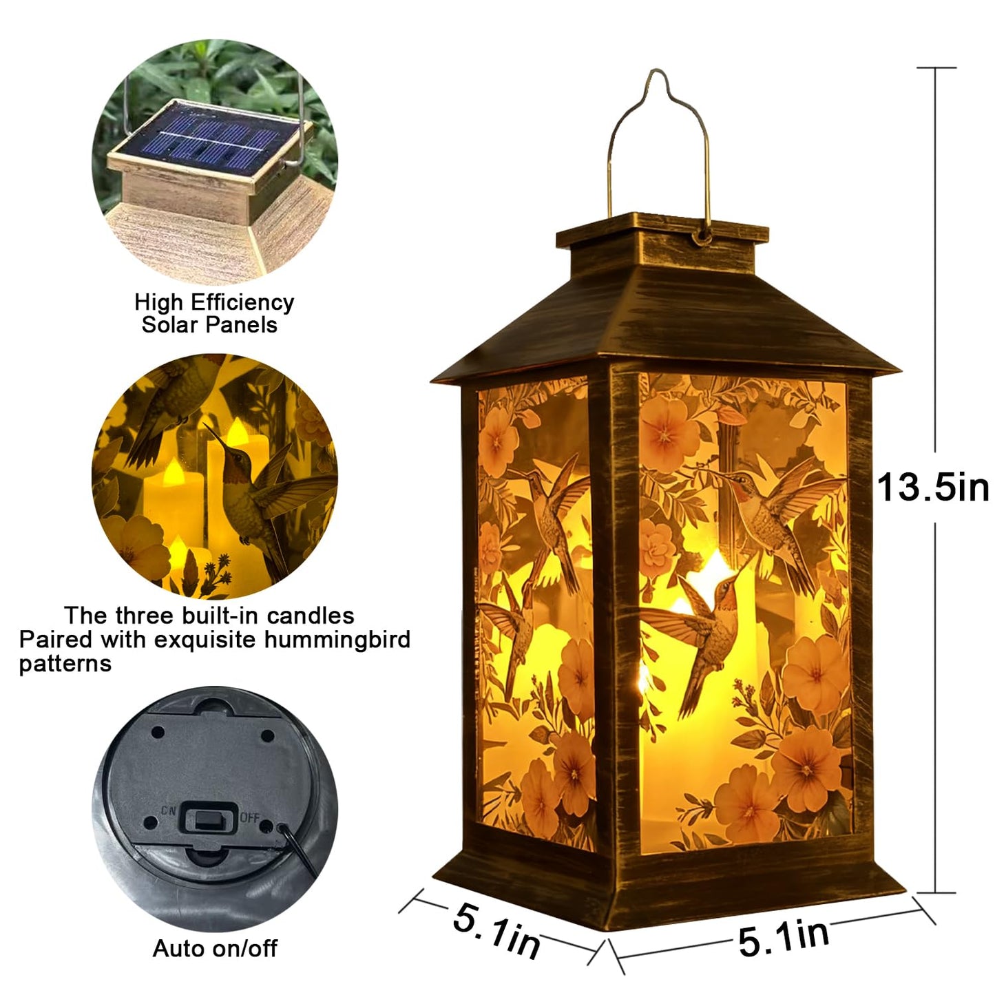 Solar Outdoor Lantern Garden Hanging Waterproof Lanterns PVC 3 LED Flickering Flameless Candle Decorative Lights for Table,Outdoor?Mothers Day