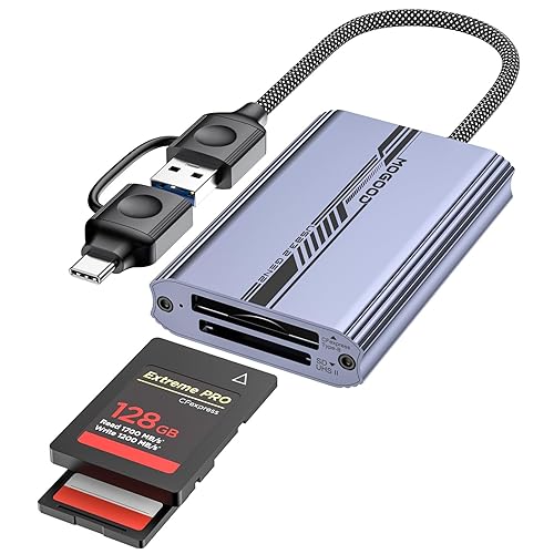 MOGOOD CF Express Type B & SD 4.0 Dual-Slot Card Reader, USB A/C to Type B CF Express Adapter, USB 3.2 Gen 2 10Gbps CFexpress B Memory Card Reader