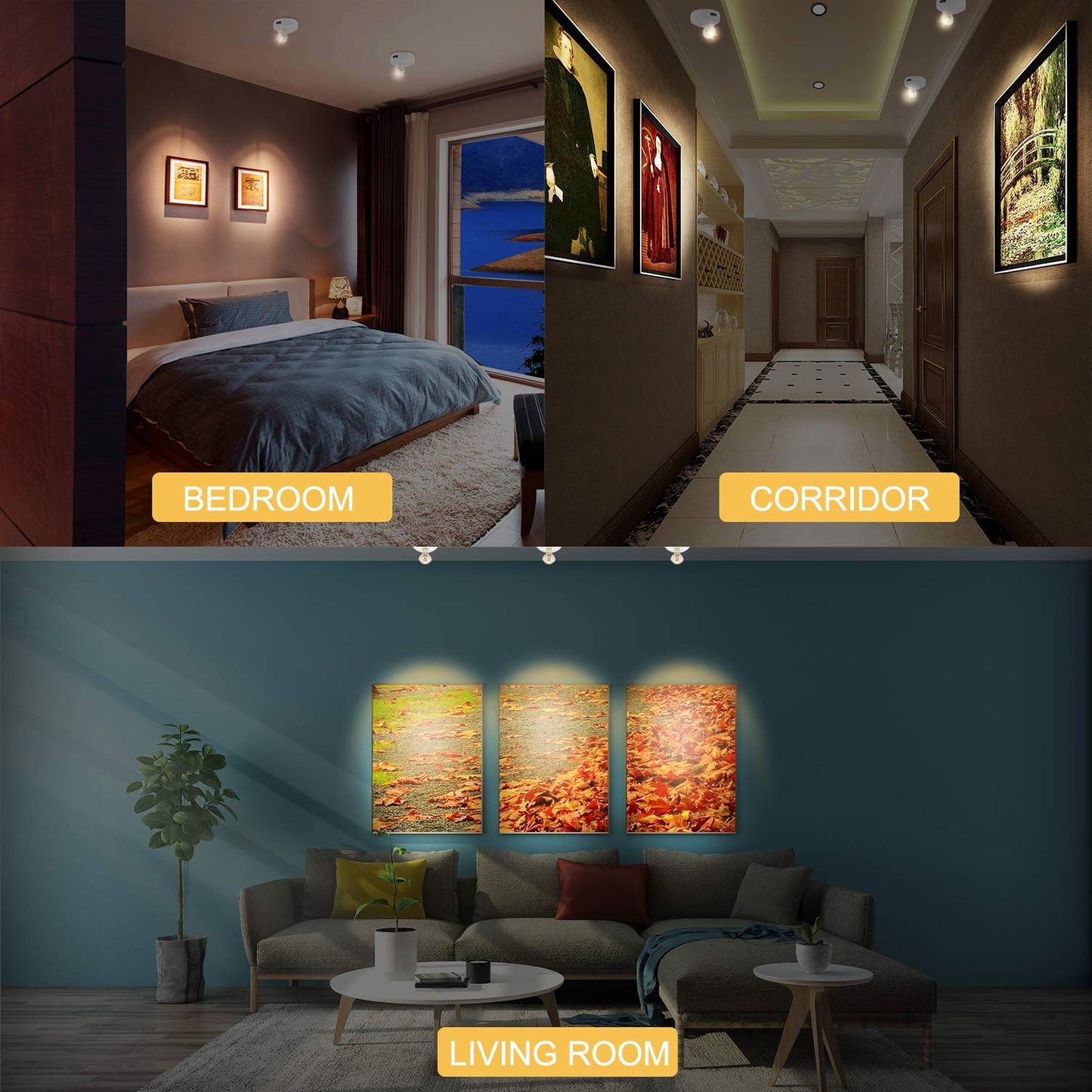 LUXSWAY Wireless Led Spotlight,Battery Operated Accent Lighting with 2 Remote Control,Wireless Art Light for Paintings,Rotatable Light Head,Stick on