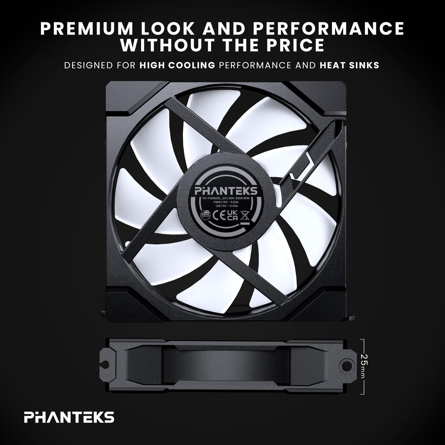 Phanteks M25-120 Gen2 Reversed Blade Triple Pack, 3X 120mm ARGB High Performance Cooling Fans, Daisy-Chain Unified Fan Frame, Infinity Mirror hub