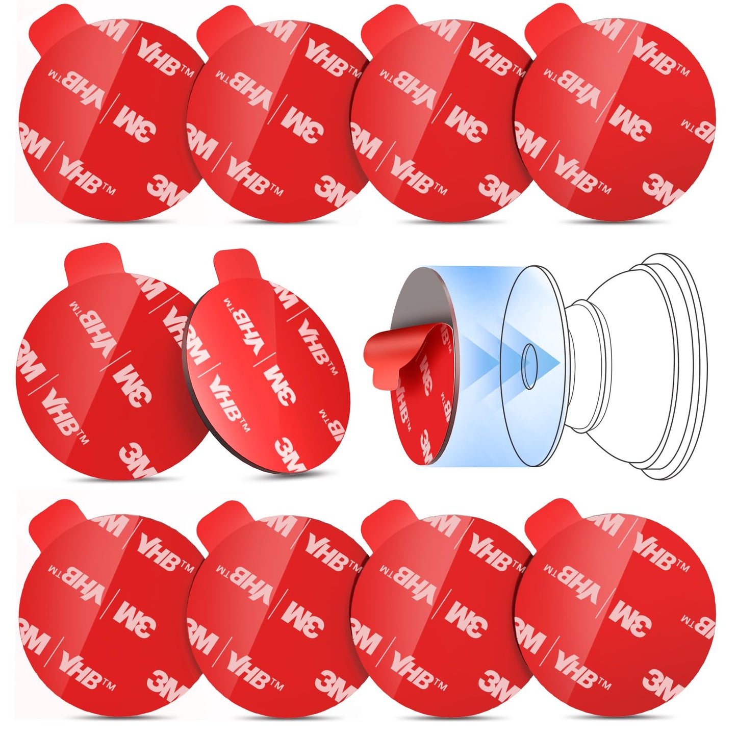 10 Pcs Sticky Pads for Pops Socket Base: 1.38" Round Strong Adhesive Replacement Double Sided Tape for iPhone Popgrips, Cell Phone Grip & Ring Holder