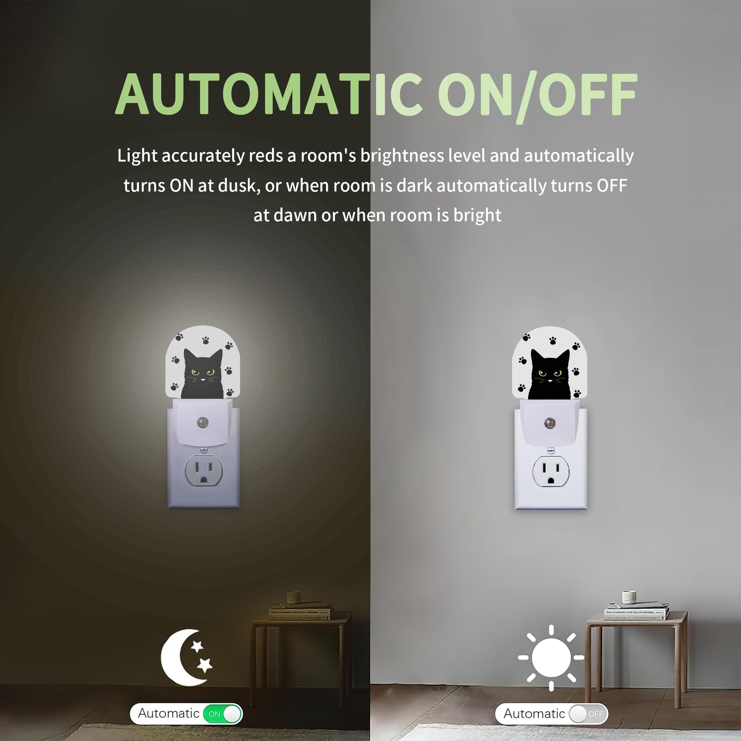 ZTHLL Black Cat Night Light, Night Light Plug into Wall with Dusk to Dawn Sensor, LED Lamp Energy Saving Lights for Men Women Boys Girls,Lamp