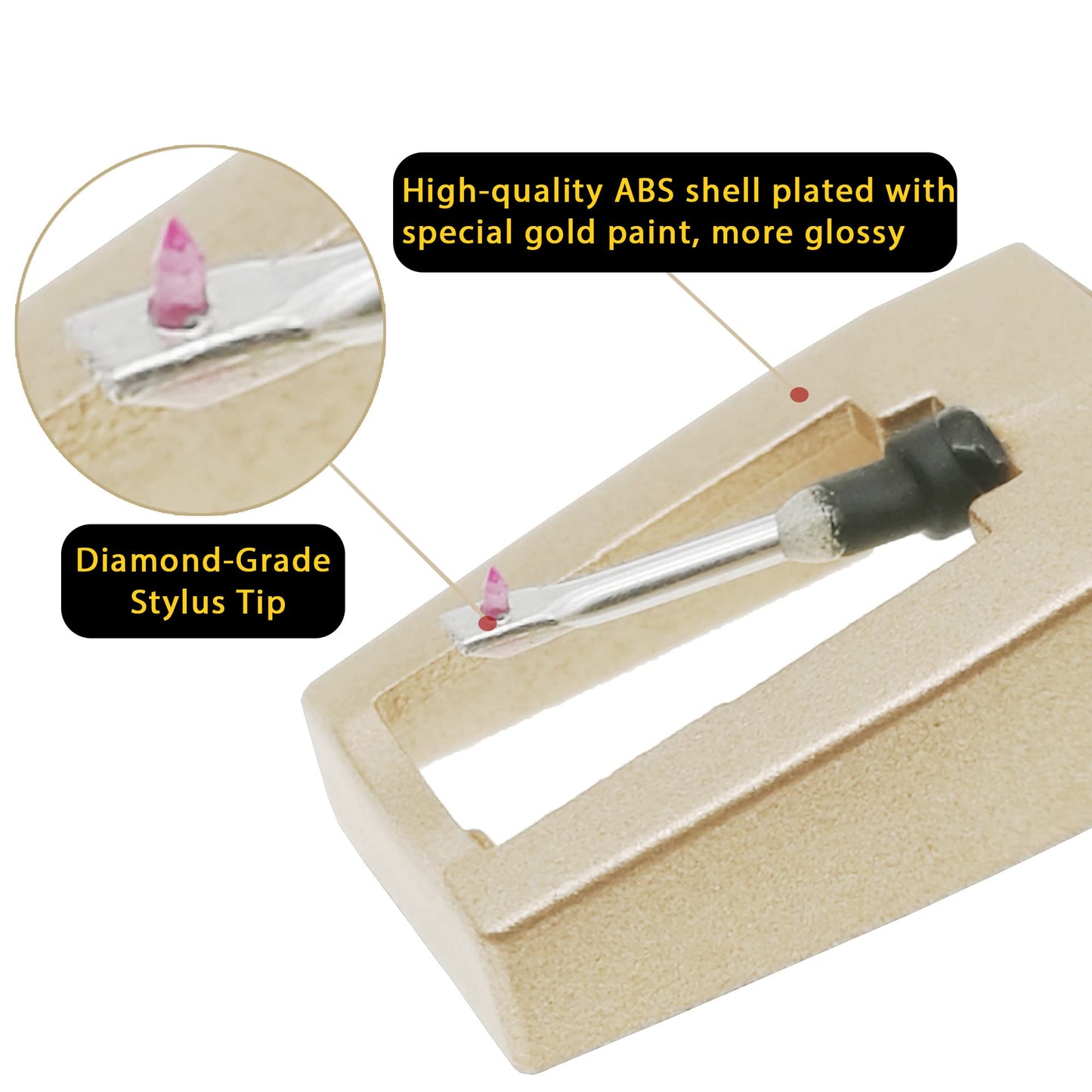 Vinyl Record Player Needles - Zentect Upgraded Golden Record Needle Diamond Turntable Stylus Replacement for Crosley Jensen Ion Victrola Phonograph
