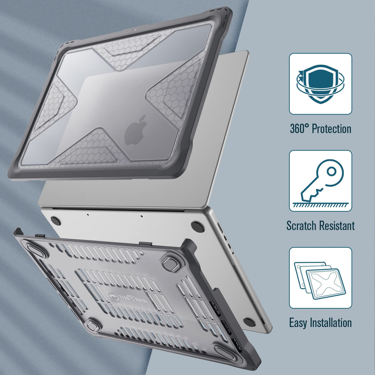 Fintie Rugged Case for MacBook Pro 14 Inch, Gray