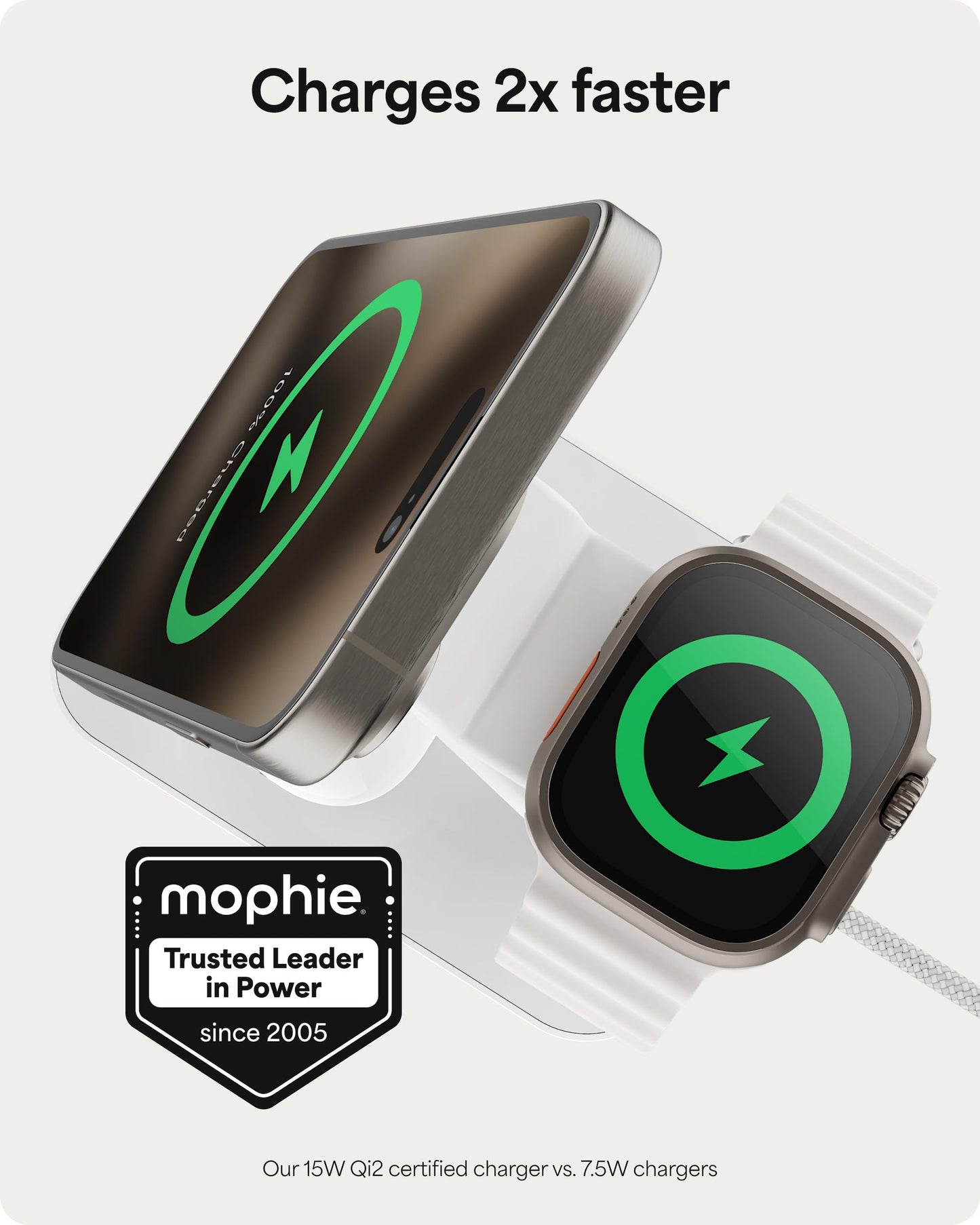 Mophie Snap+ 3-in-1 Wireless Charging Stand - MagSafe & Qi2 Certified, Compatible w/iPhone 17/16/15/14/13/12, Apple Watch, AirPods - Multi-Device