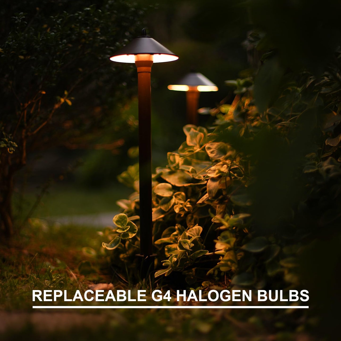 GOODSMANN Landscape Lighting Low Voltage Outdoor Path Lights Halogen Pathway Light Wired 10W 25 Lumen 2700K Warm White Metal 12V AC Bronze Electric