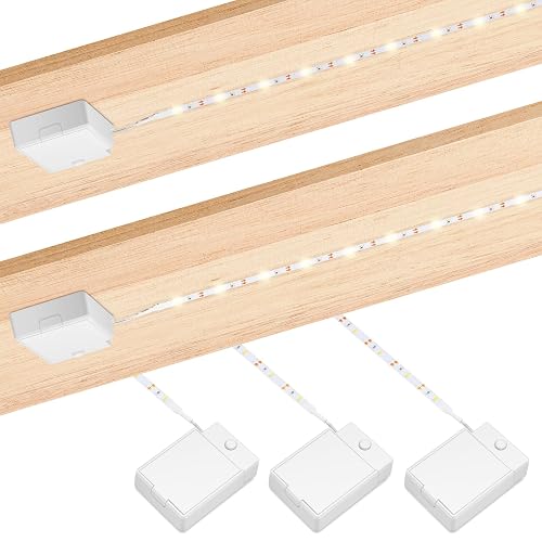 3 Pack Battery Operated LED Strip Lights for Under Cabinet, Under Counter Click Light for Kitchen Cabinet Closet Shelves (Cool White) 5000K, Without