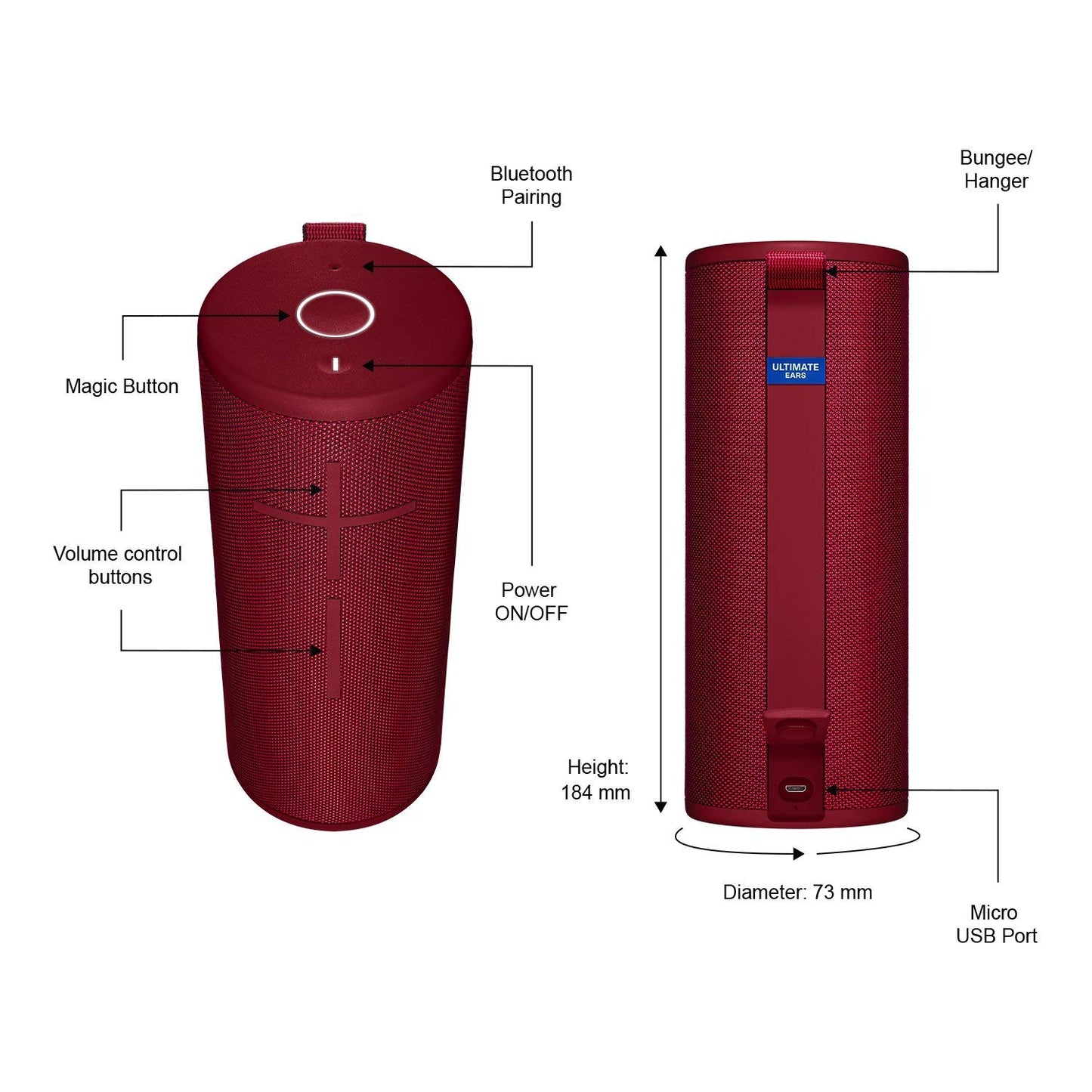 Ultimate Ears Boom 3 Portable Waterproof Bluetooth Speaker - Sunset Red (Renewed)