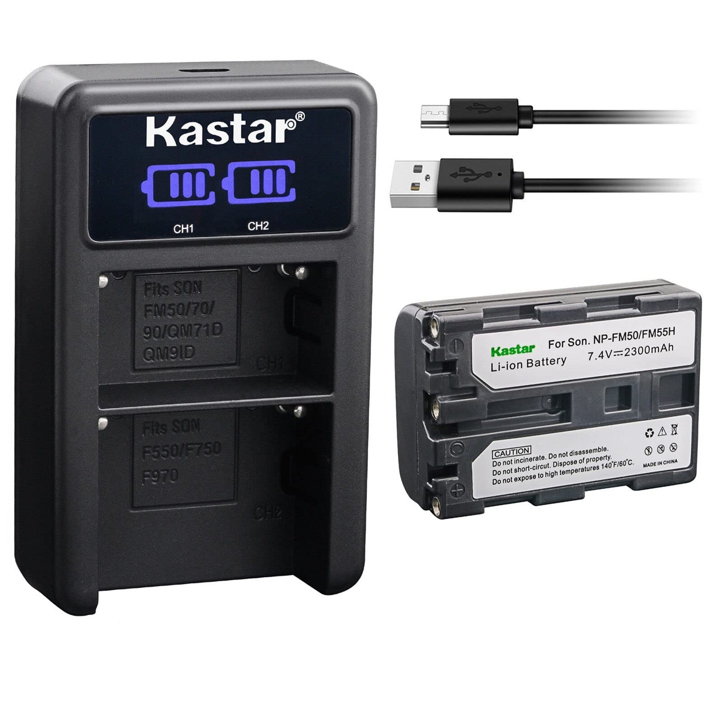 Kastar 1-Pack NP-FM50/FM55Battery and LED2 USB Charger Compatible with Sony DCR-TRV16 DCR-TRV17 DCR-TRV18 DCR-TRV19 DCR-TRV20 DCR-TRV22 DCR-TRV23