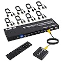 4K@60Hz HDMI KVM Switch 8 Port, HDMI KVM Switch for 8 PC Sharing 1 4K Monitor and 4 USB Devices, with Remote Control, Wired Desktop Controller and 8