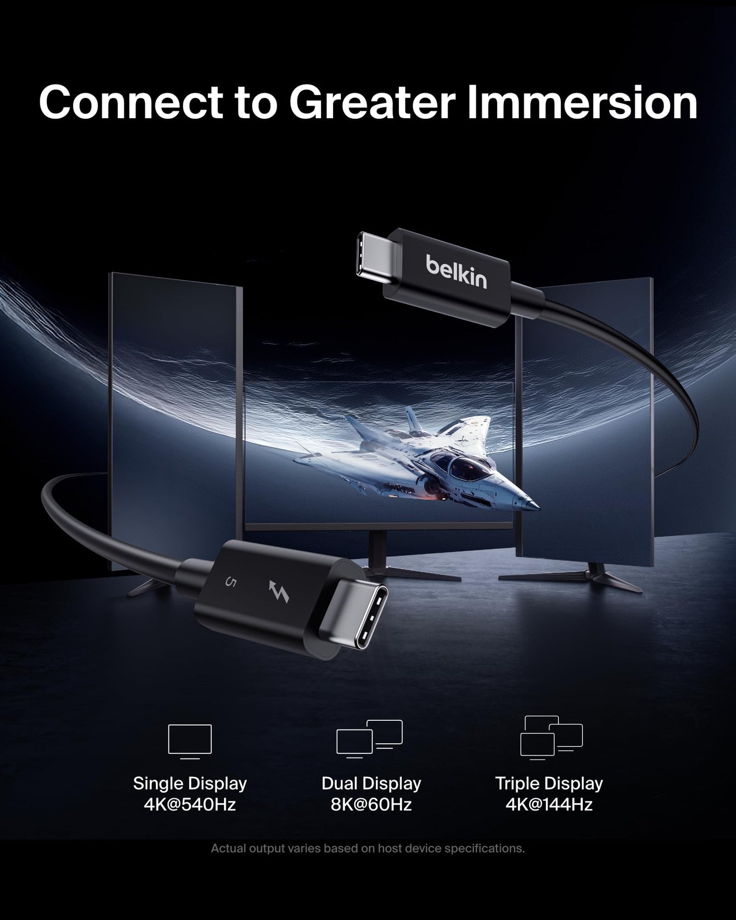 Belkin 3.3ft USB-C Thunderbolt 5 Cable w/ 240W Power Delivery, Bandwidth Boost Up to 120Gbps, 3x Faster Data Transfer, and 4K UHD Display Resolution