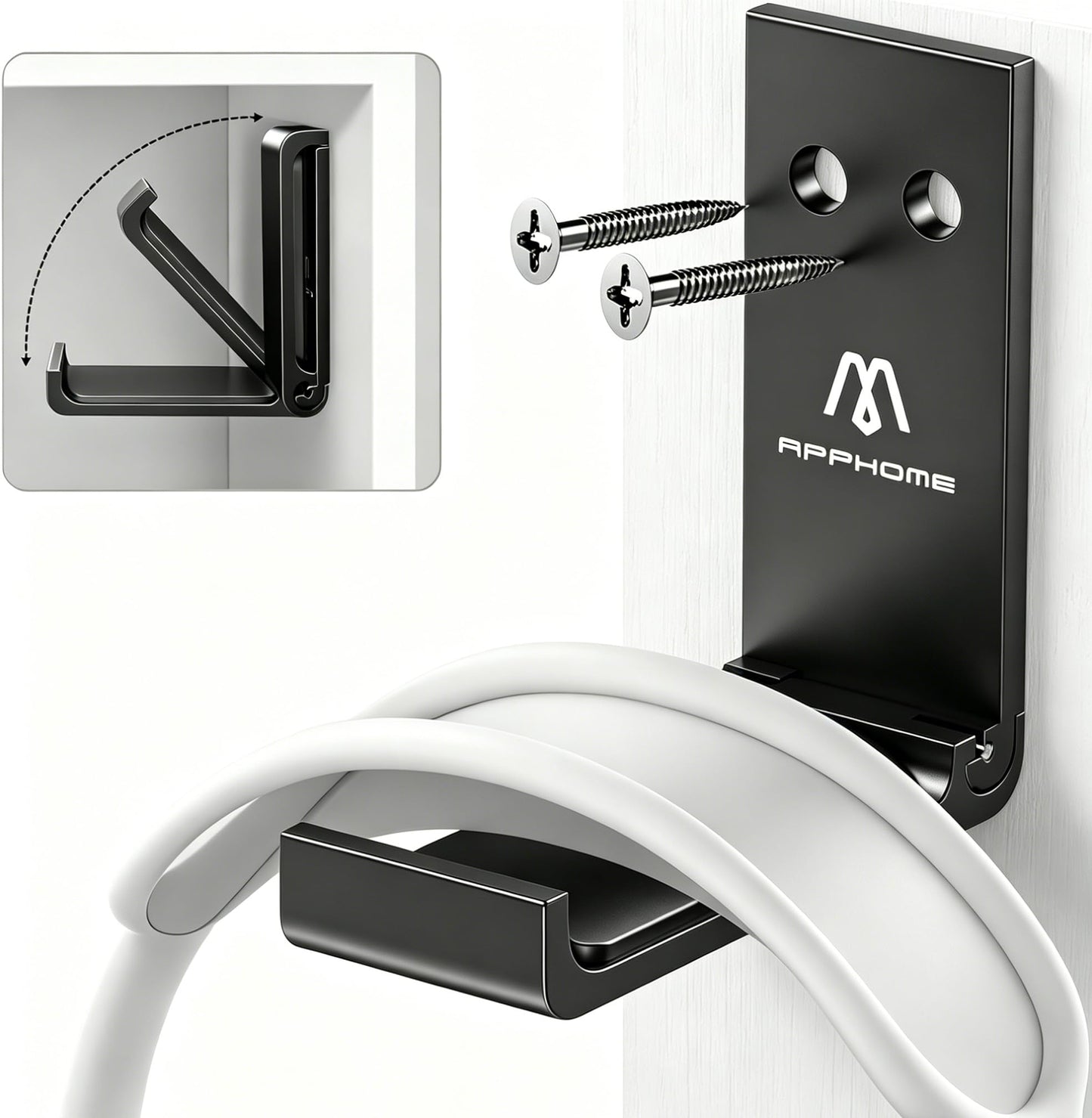 APPHOME Foldable Headphone Stand & Headset Holder Mount, No-Scratch Silicone Pad Wall Hook for Gaming Headset, Space-Saving Under Desk Hanger