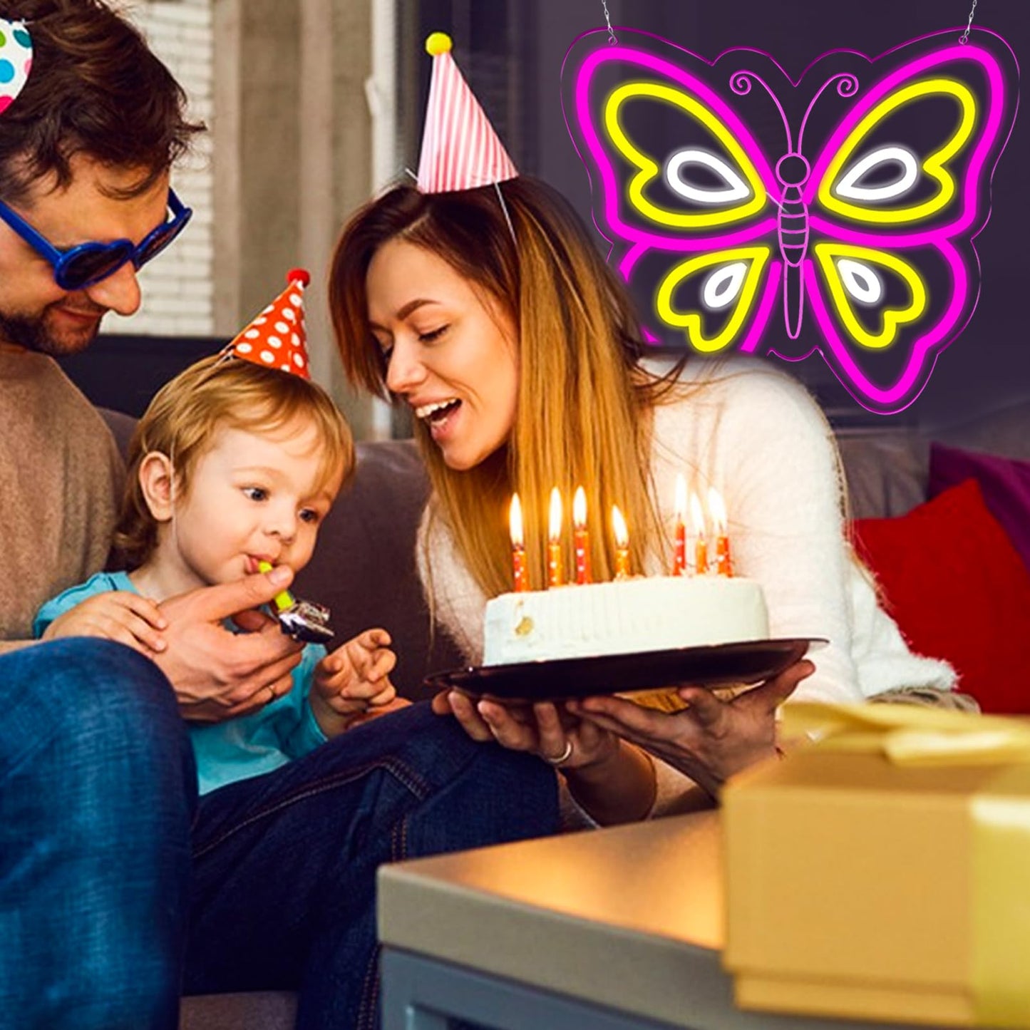 Butterfly Neon Sign for Wall Decor,Led Lights for Party Decorations,Dimmable Butterfly Wall Decor, Neon Sign for Girls Bedroom Bar Wedding Birthday