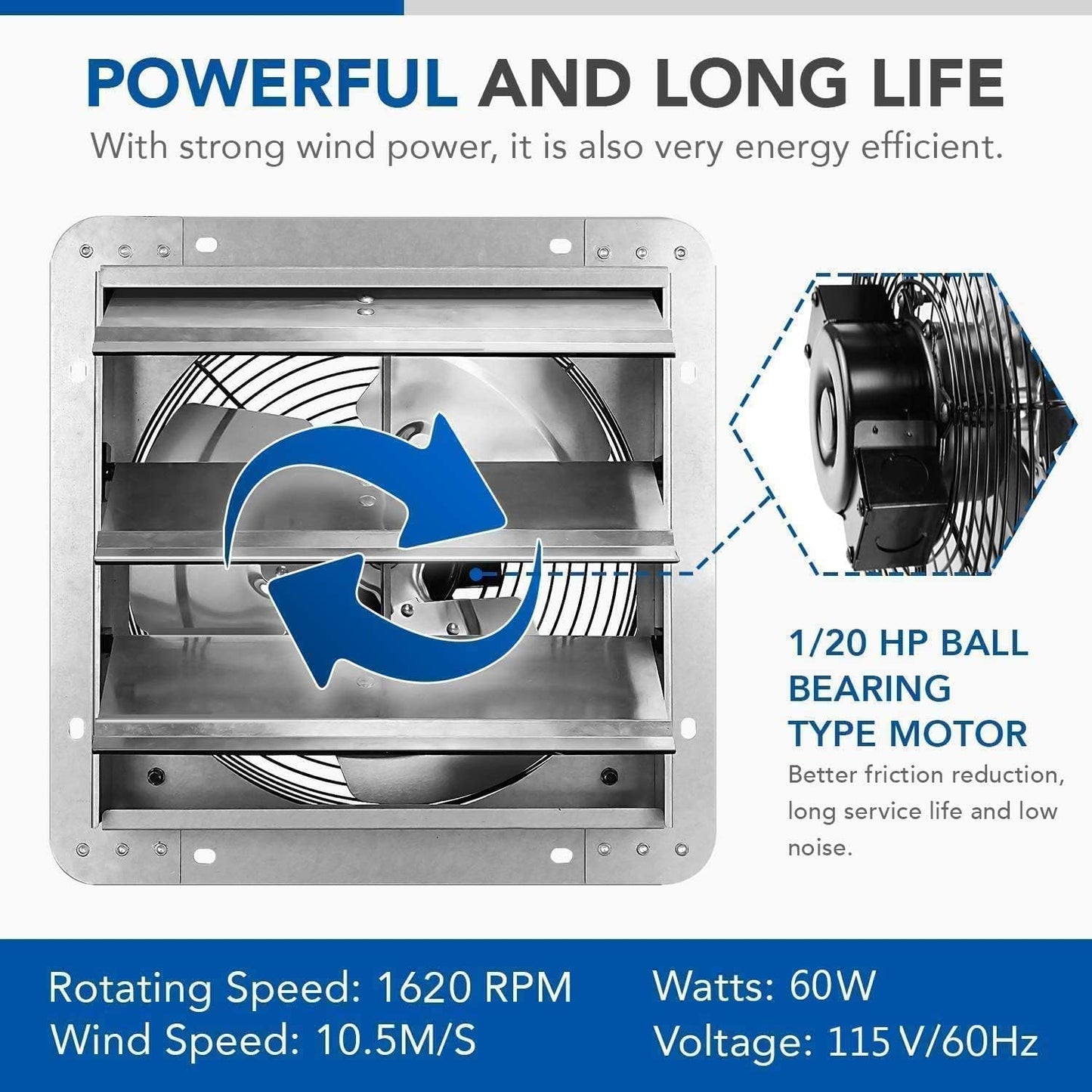 Simple Deluxe 12 Inch Shutter Exhaust Fan,Window Fans with Adjustable Thermostat and Power Cord Kit, Providing Superior Ventilation for Windows