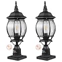 VEVOR 2 Pack Outdoor Post Light, Dusk to Dawn 22.64'' Large Size, Waterproof Lamp Post Lights Fixtures with 5.5 in Pier Mount Base Glass Shade