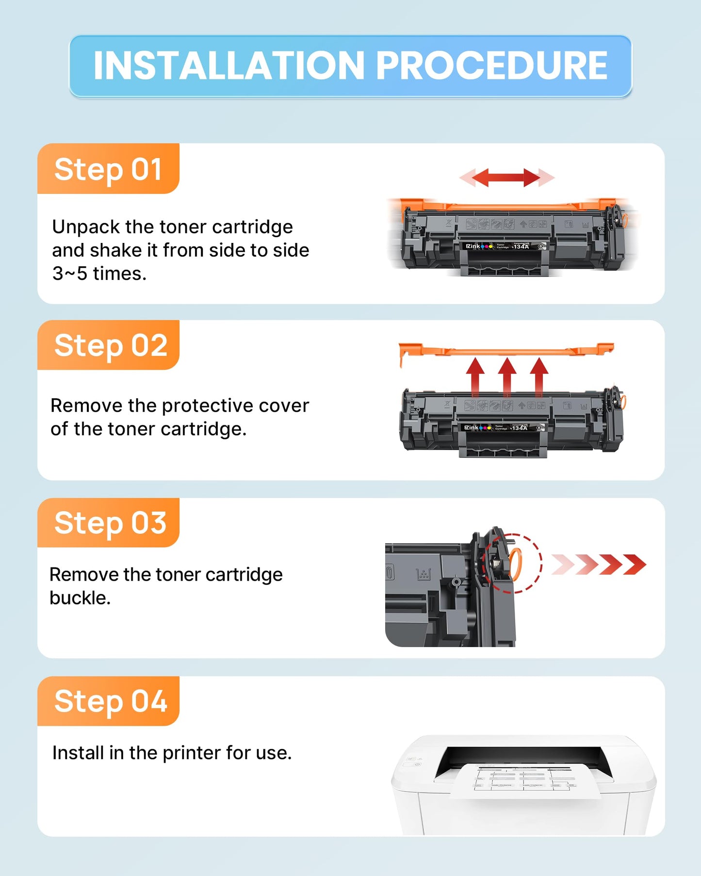 E-Z Ink 134A Toner Ccartridge W1340A (with Chip) Replacement for HP 134A Black Toner Cartridge 134X W1340X Toner Cartridge Compatible with HP LaserJet