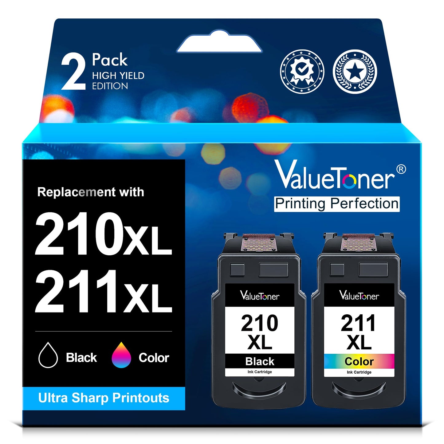 Valuetoner Remanufactured Ink Cartridge Replacement for Canon 210XL 211XL PG-210XL CL-211XL to use with PIXMA MX410 MX320 MX330 MX340 MX350 MP240