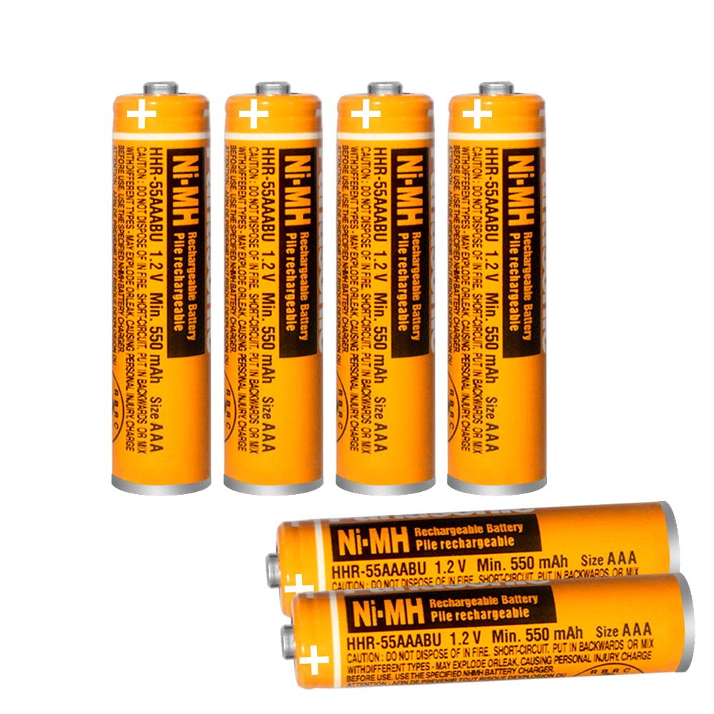 EOCIK 6 Pack HHR-55AAABU NI-MH Rechargeable AAA Batteries 1.2V for Panasonic 550mAh Battery for Cordless Phones