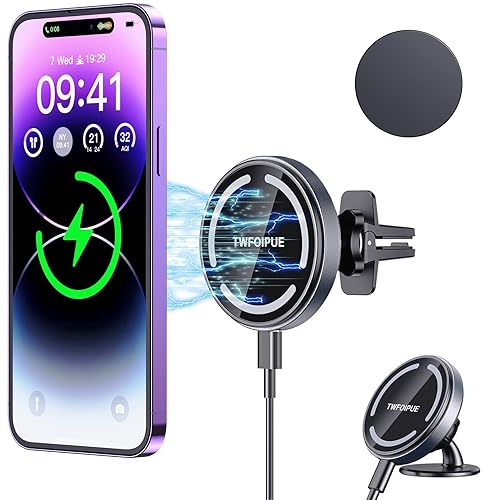 Magnetic Wireless Car Charger Mount Compatible with Magsafe iPhone14 /iPhone 13/ iPhone 12/12 Mini/12 Pro/12 Pro Max, 15W Fast Charging Air Vent